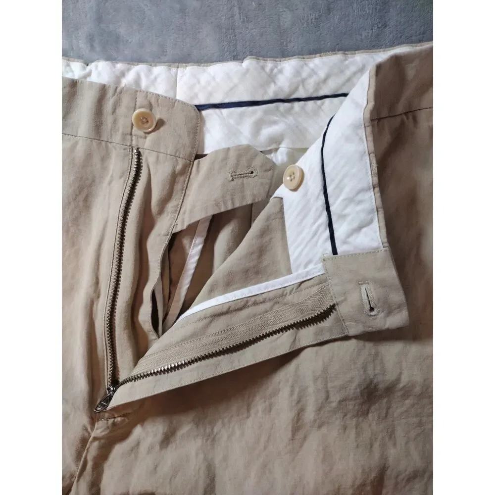 VTG Polo Ralph Lauren Dress Pants 36/30 Beige Linen Silk Formal Office Preppy